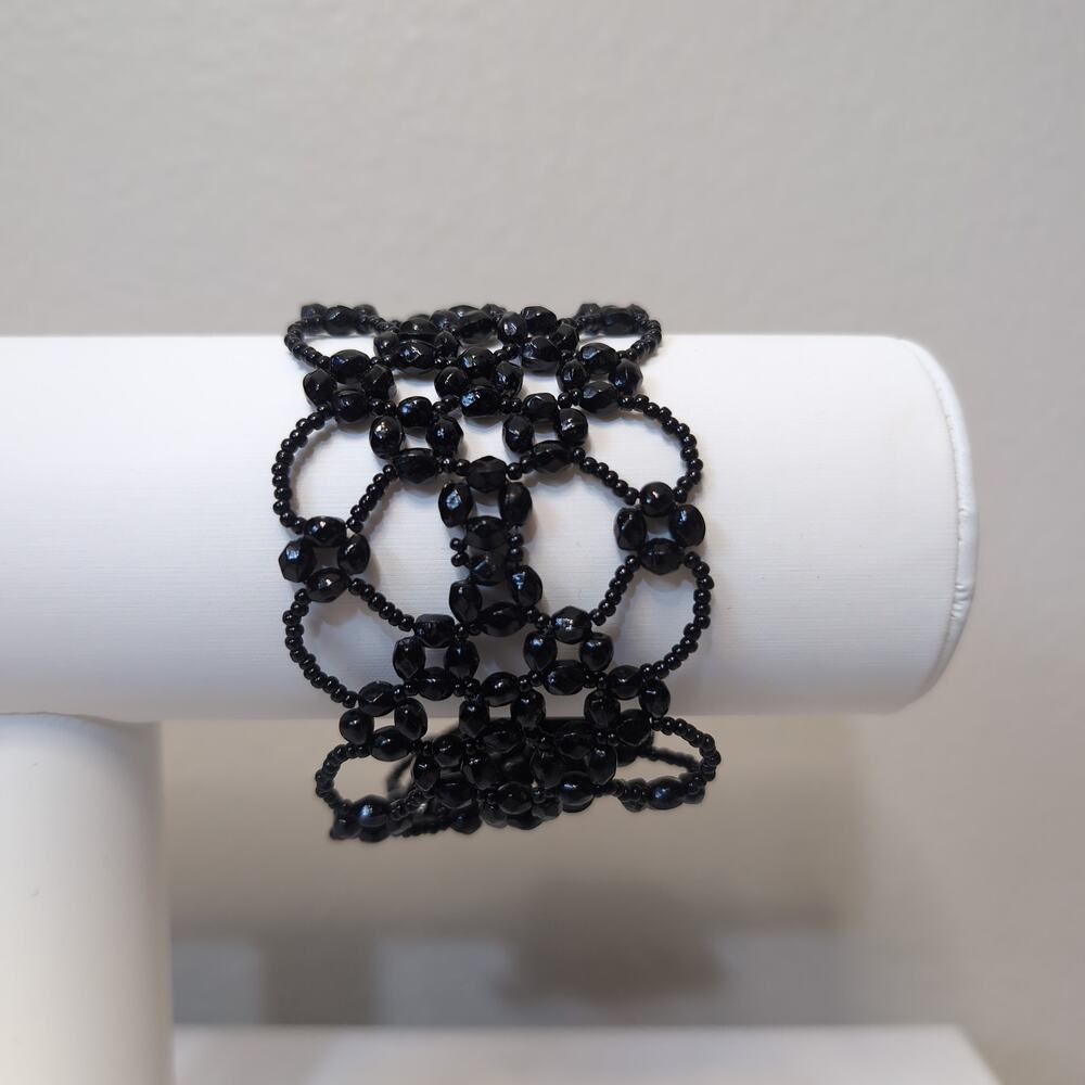 Beaded Lattice Cuff Gothic Bracelet